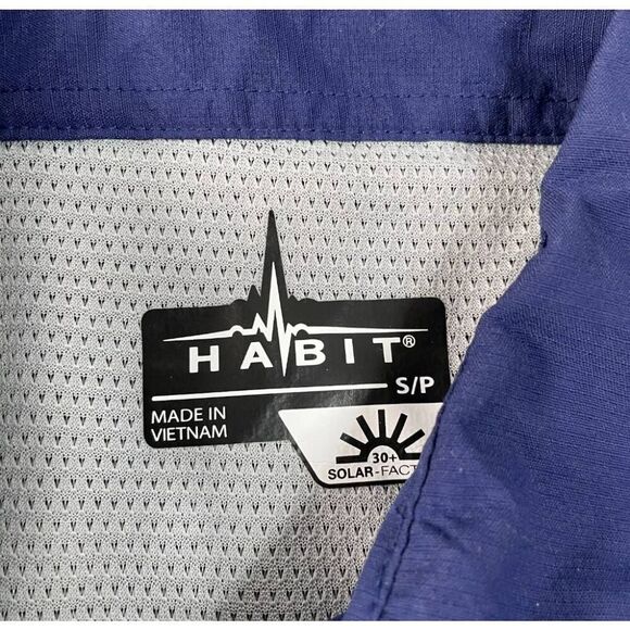 Habit Shirt Womens Navy Blue Button Up Fishing Short Sleeve Small - Picture 7 of 7